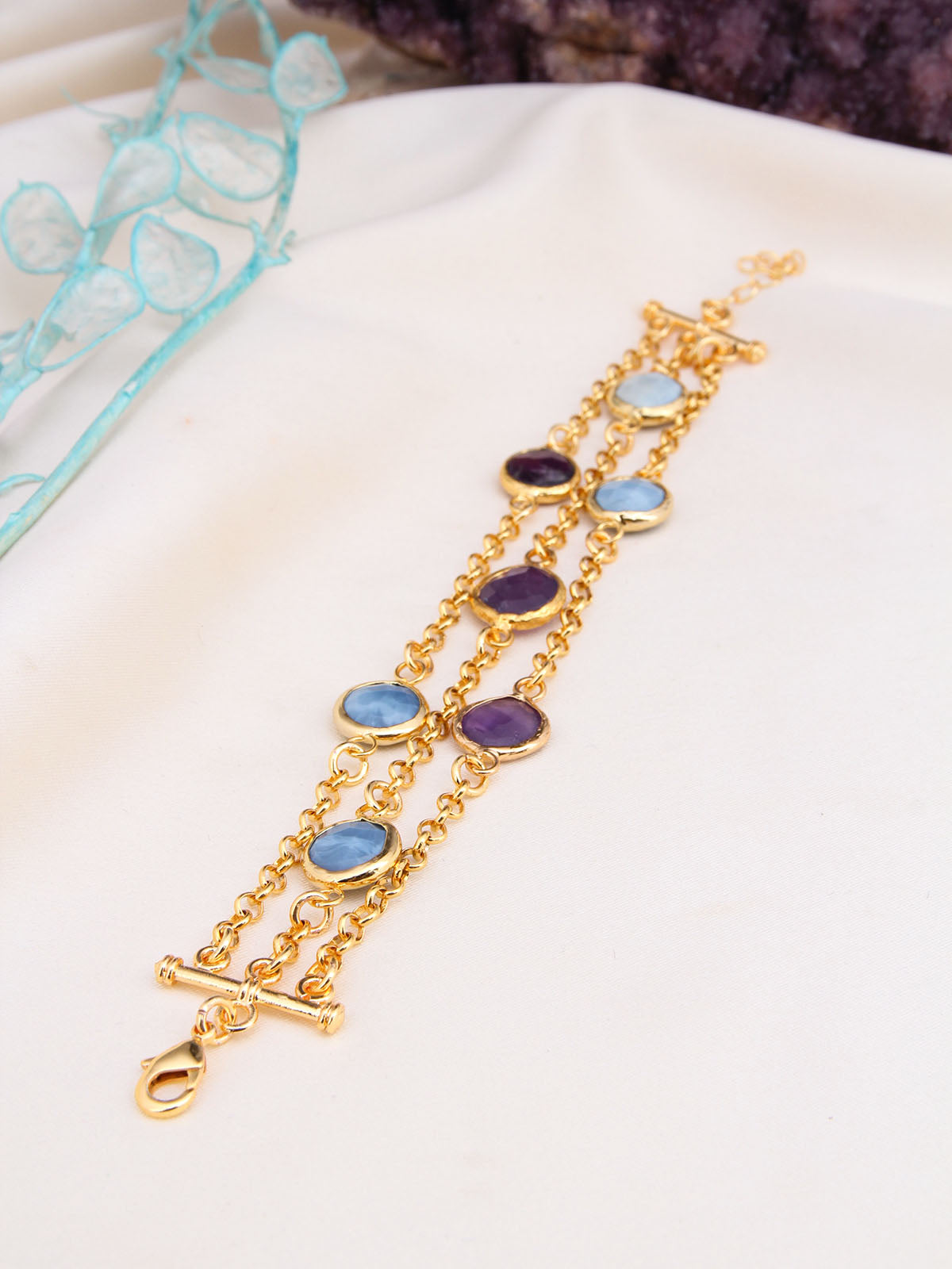 Blue Opal & Amethyst Bracelet