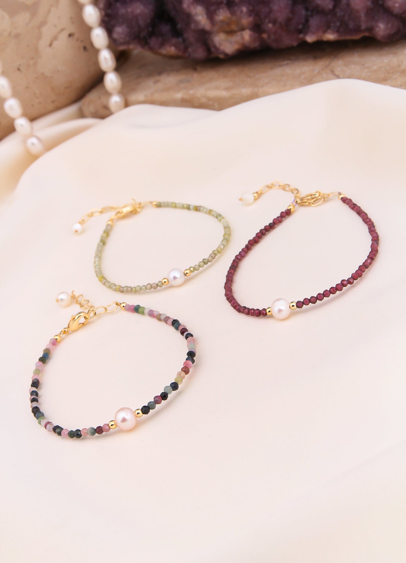 Indian Agate & Citrine & Crystal Bracelet