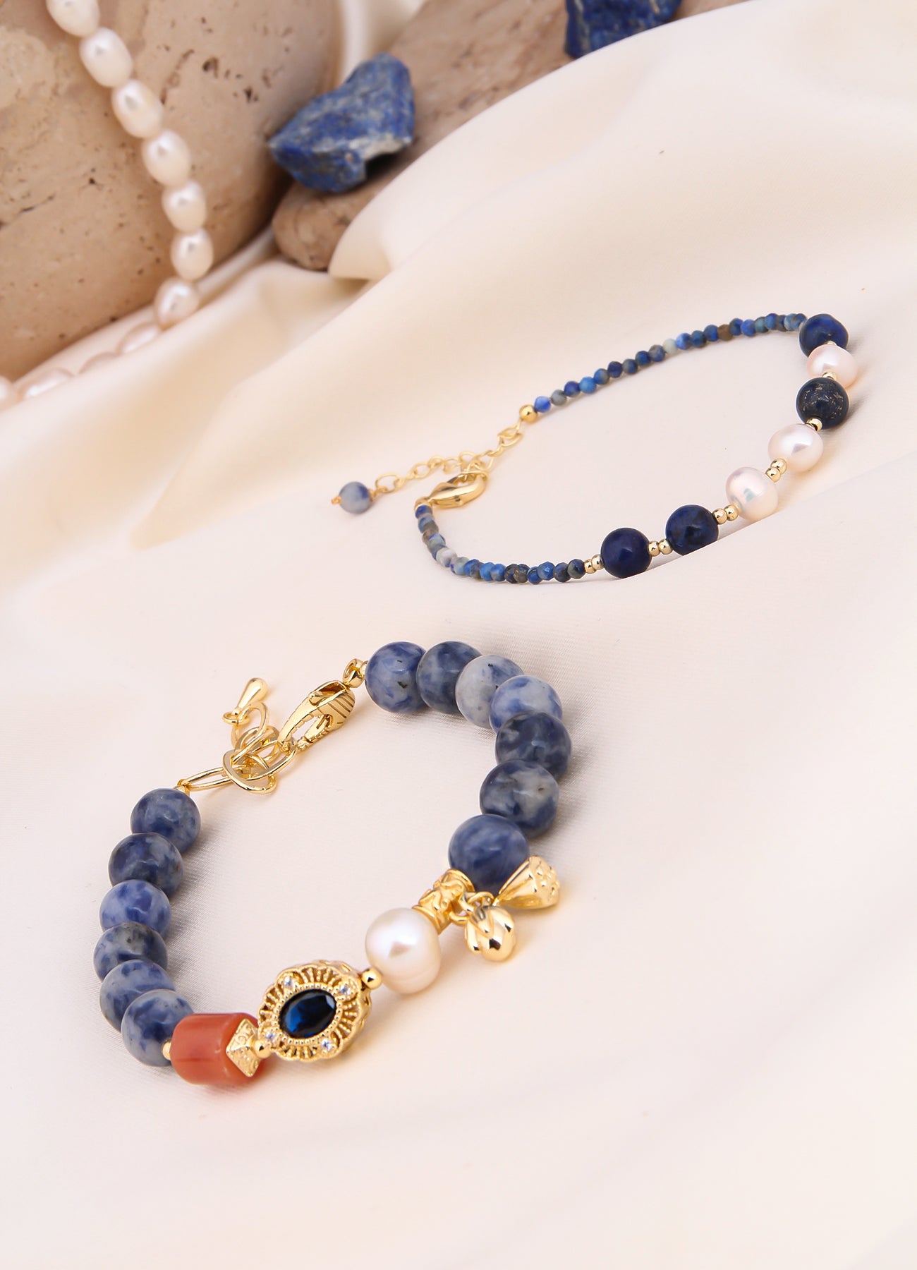 Blue Opal & Pearl Bracelet