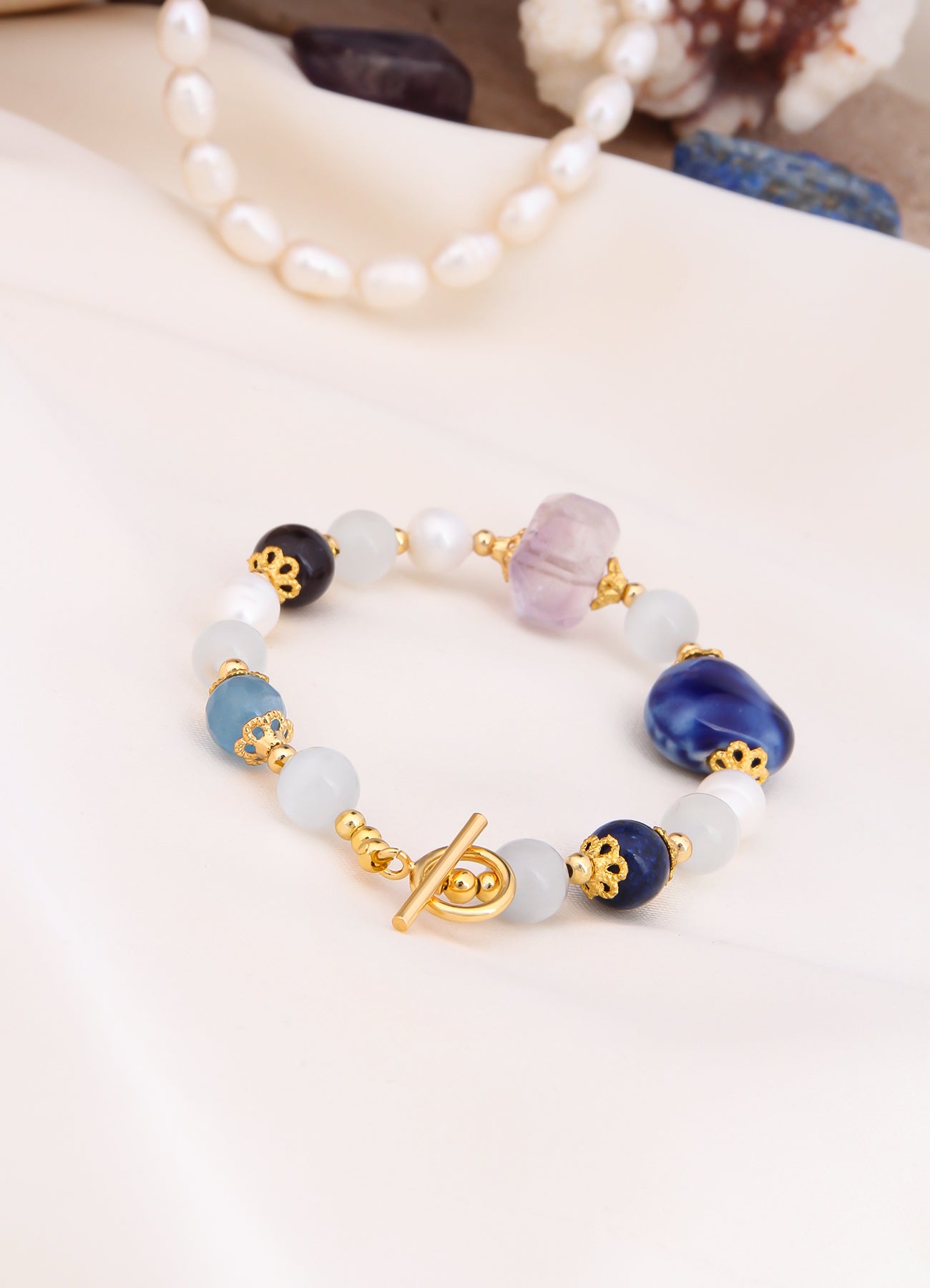 Amethyst & Nacre & Amazonite Bracelet