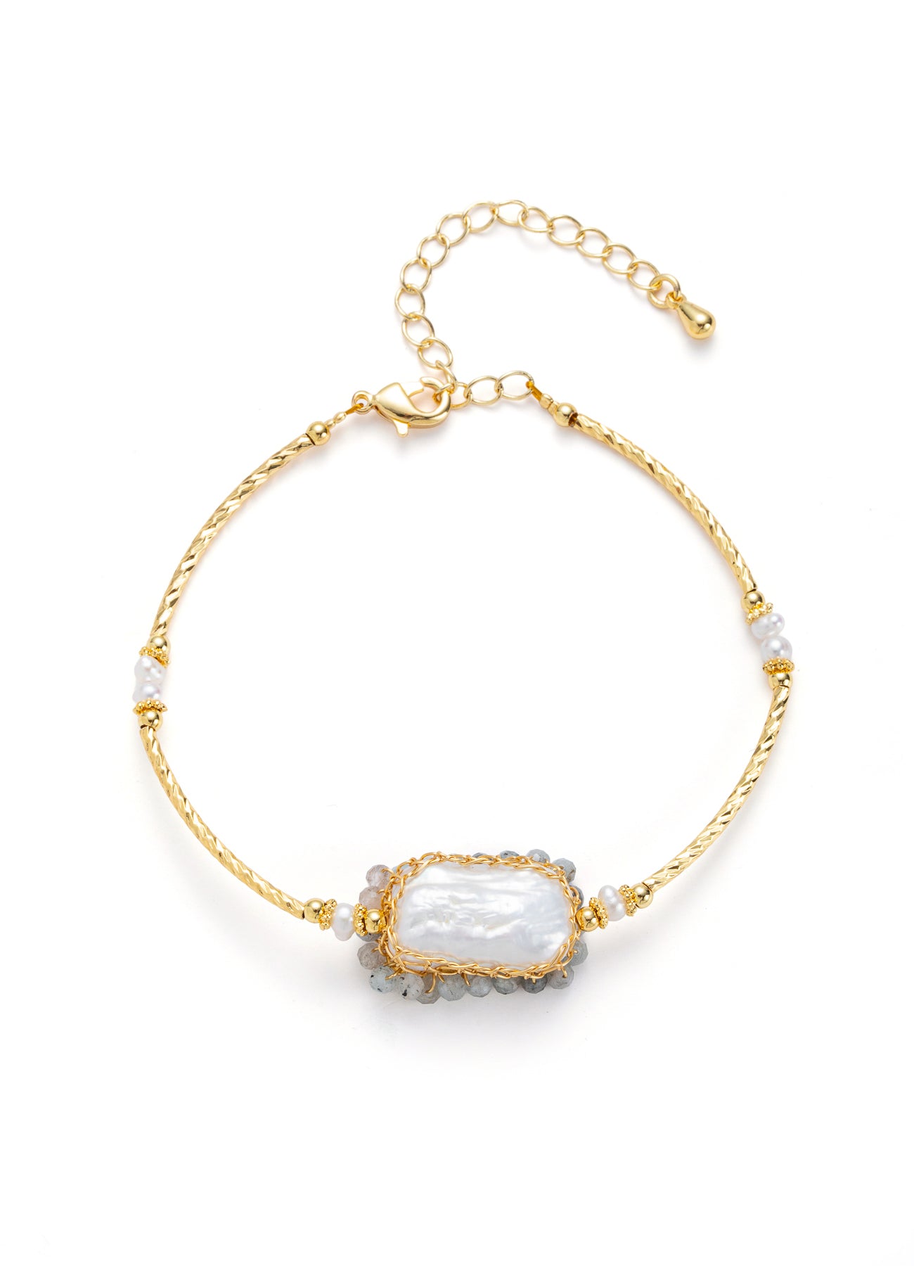 Green Tourmaline & Pearl Bracelet