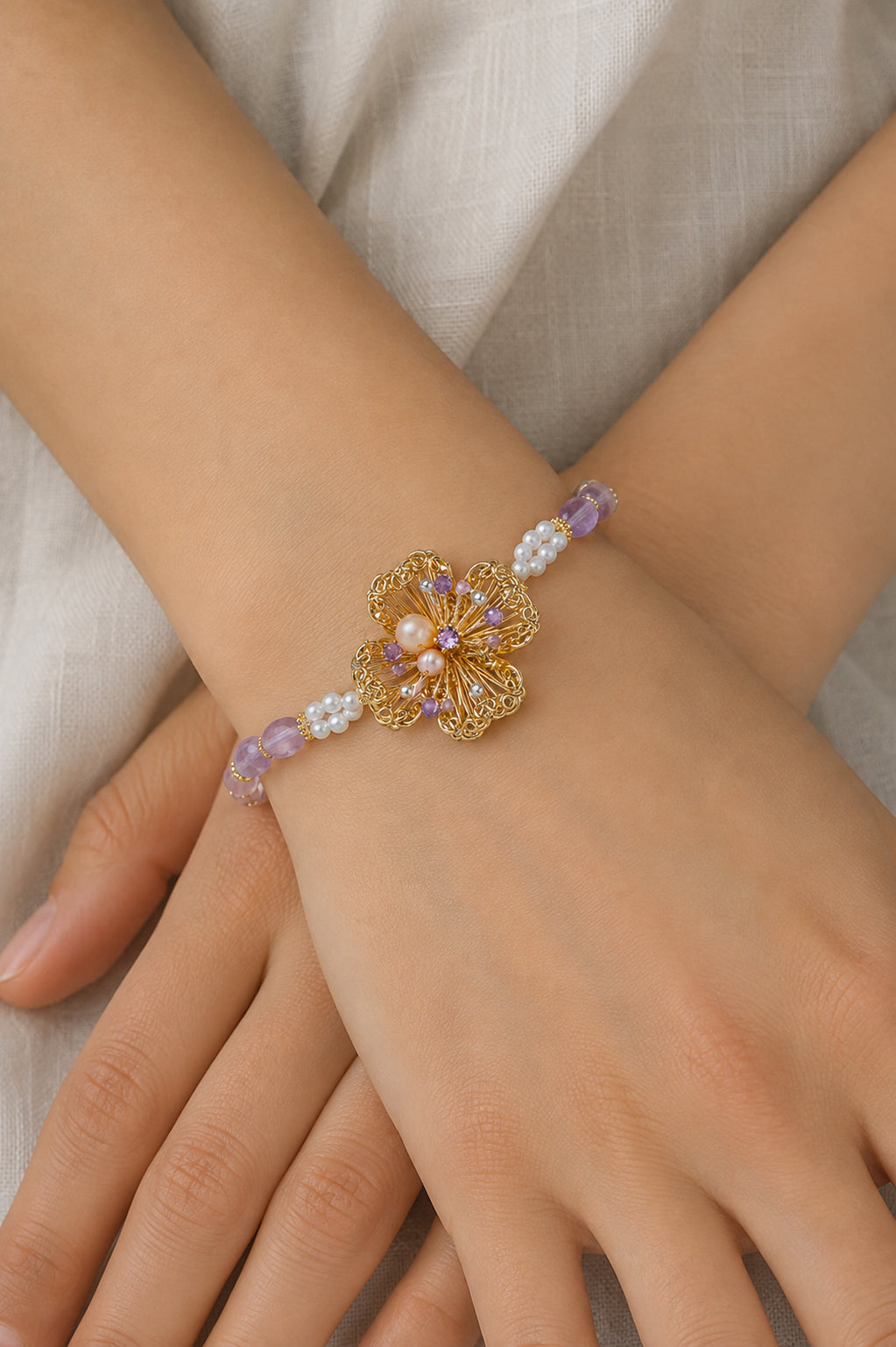 Amethyst & Pearl Bracelet