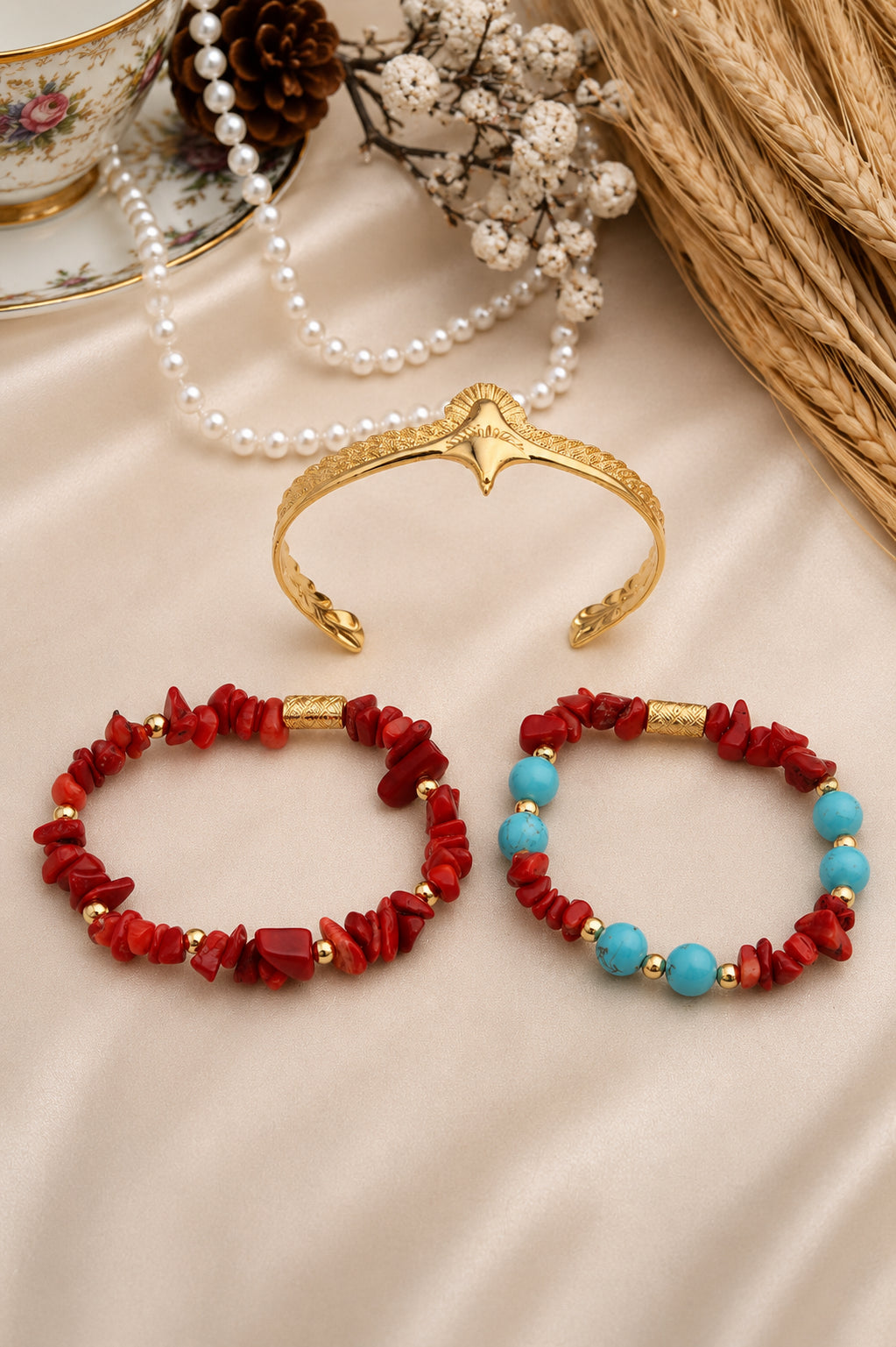 Coral & Turquoise Bracelet