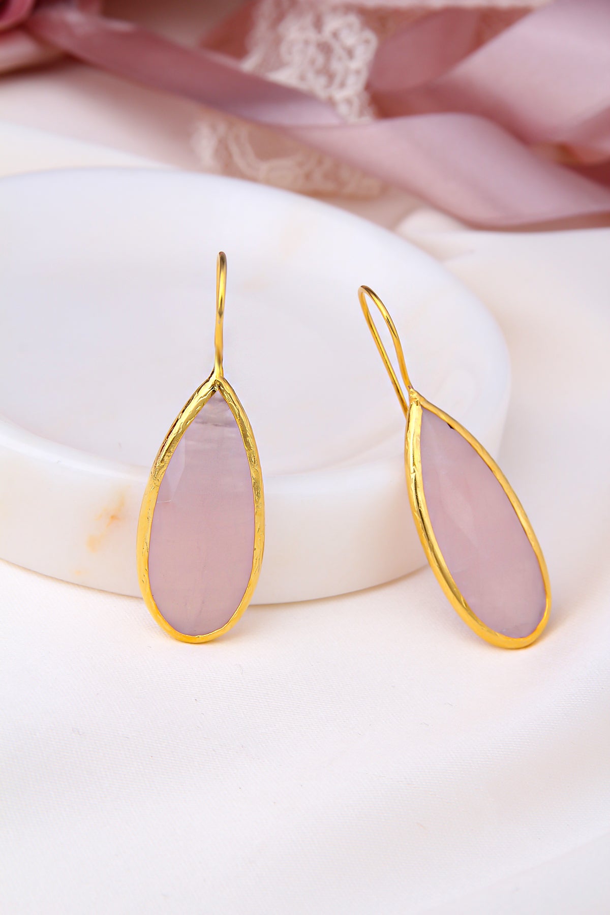 Pink Quartz Boucles d'oreilles