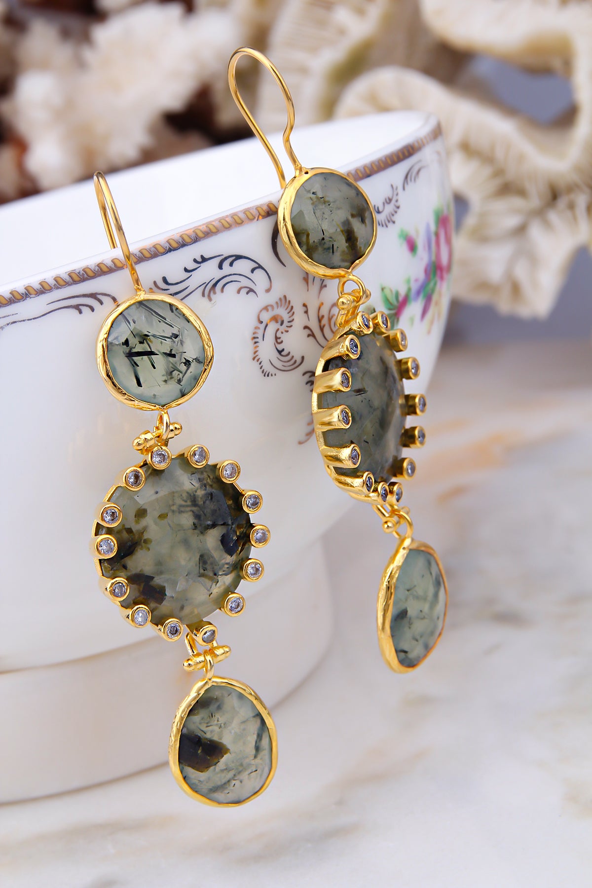 Prehnite Boucles d'oreilles