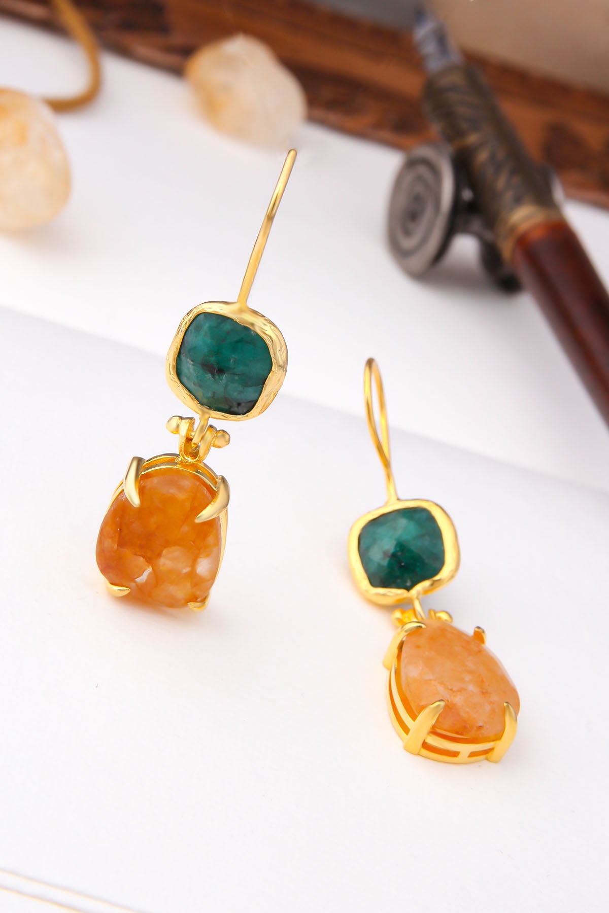 Agate & Citrine Boucles d'oreilles