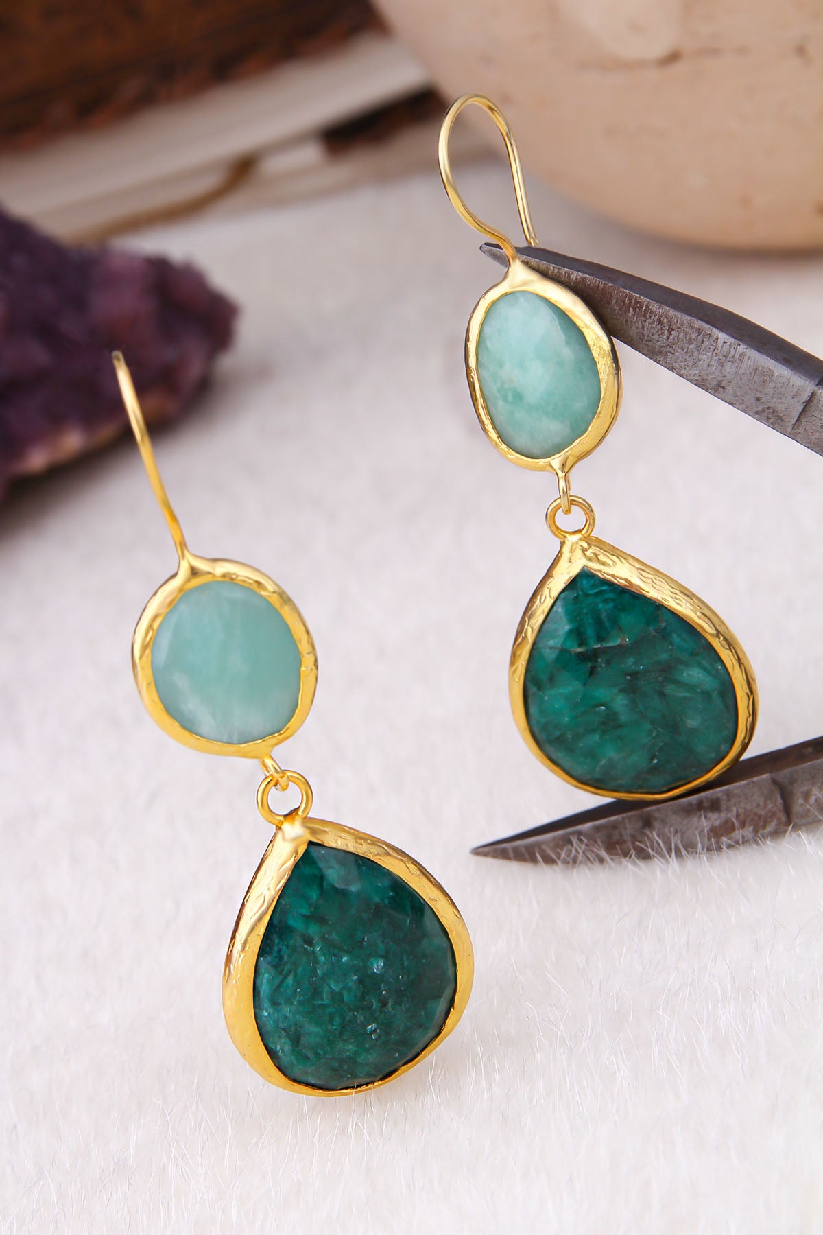 Amazonite & Agate Boucles d'oreilles