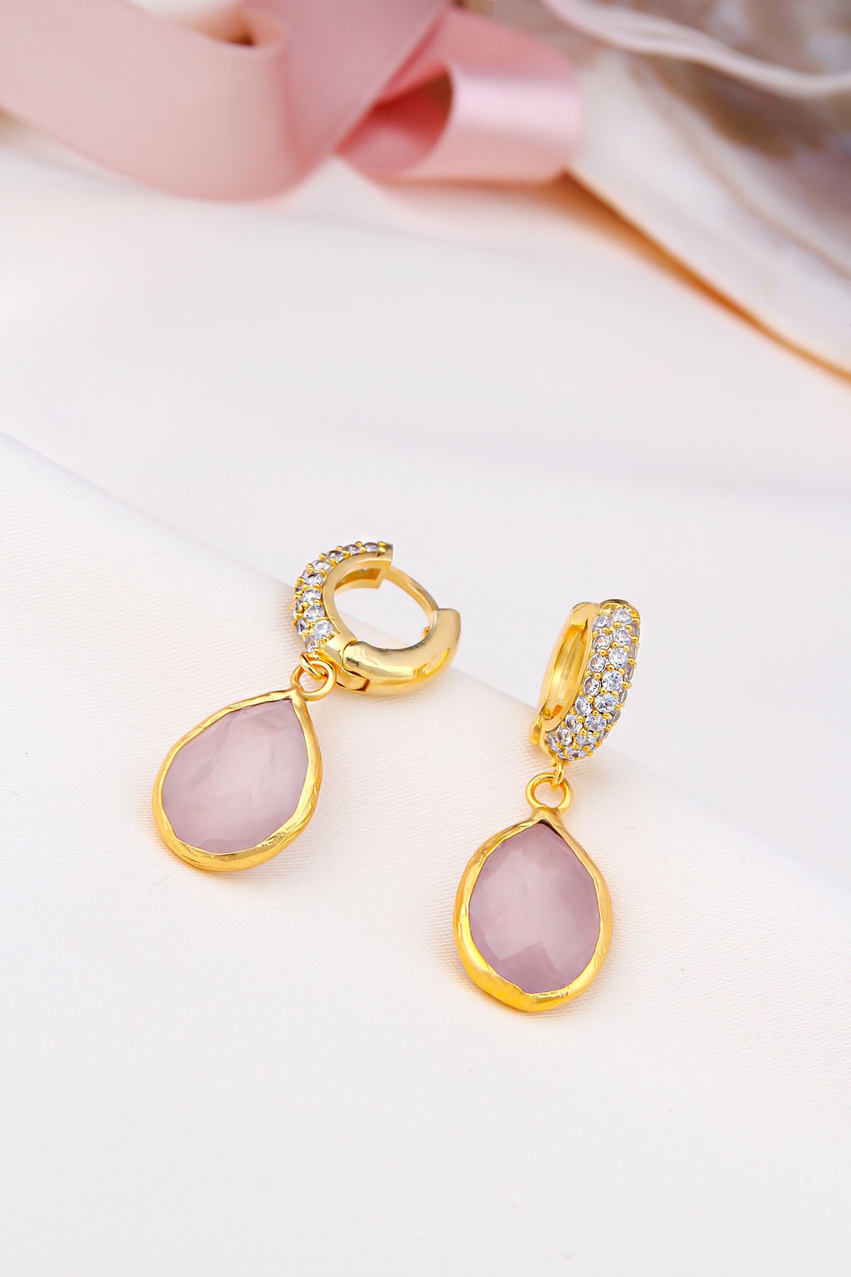 Pink Quartz Boucles d'oreilles