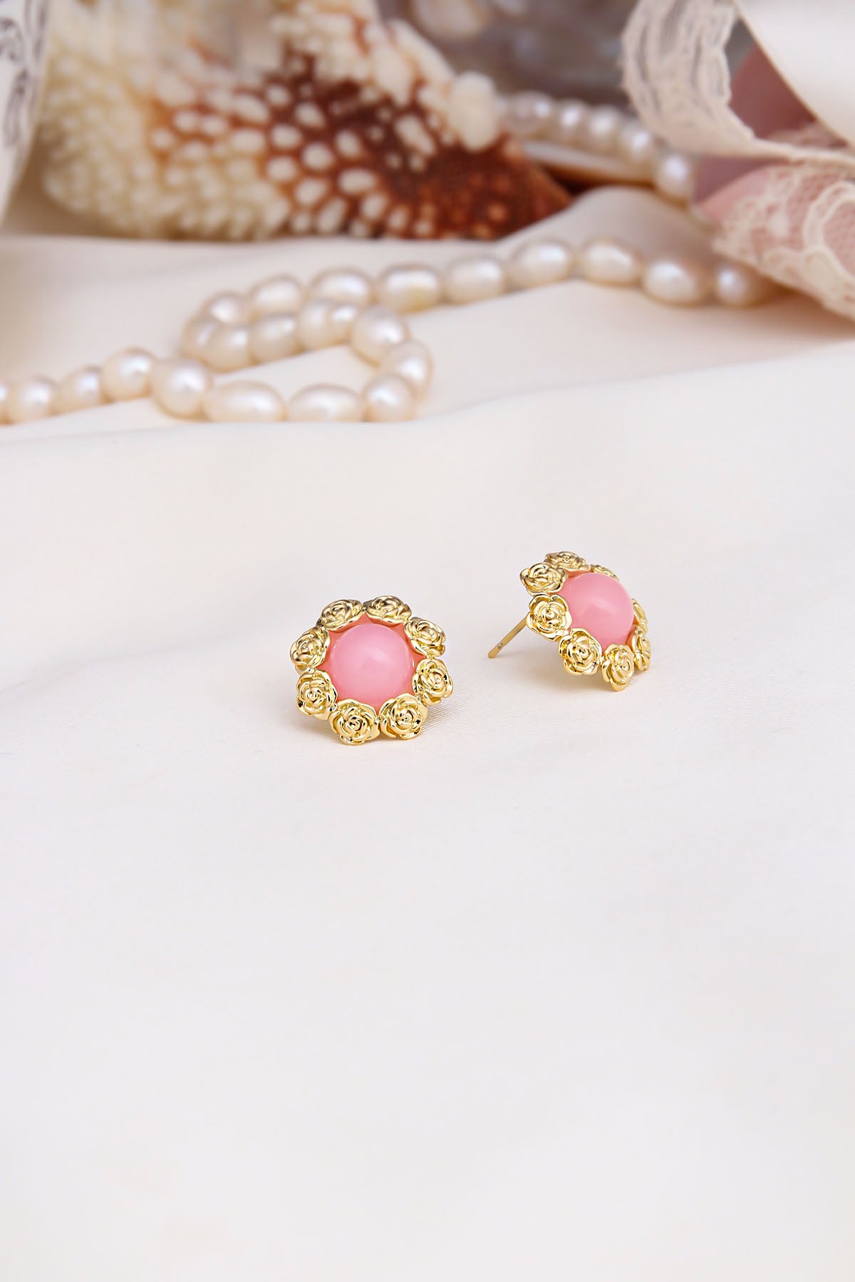 Pink Quartz Boucles d'oreilles