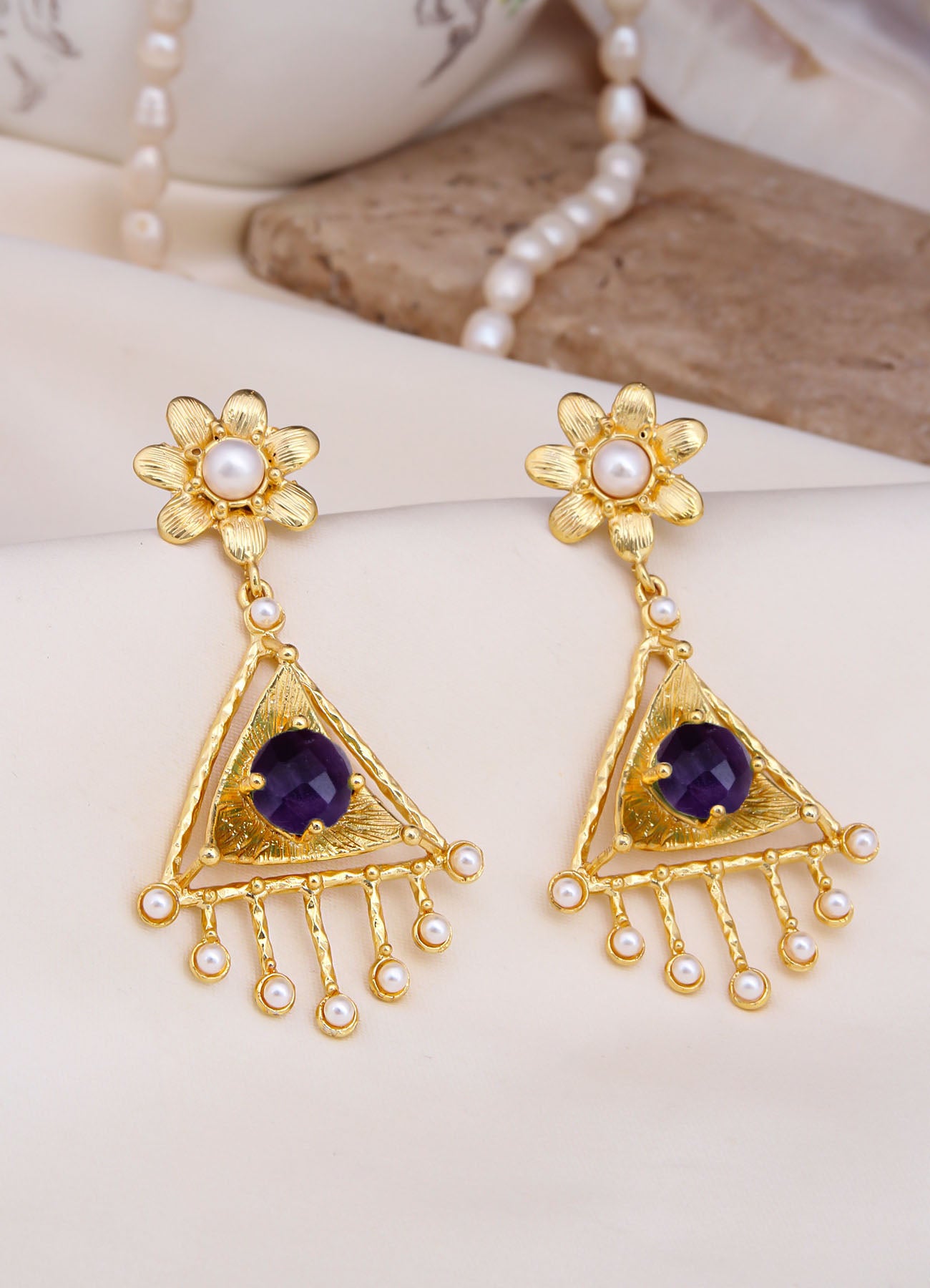 amethsyts & pearl Earring