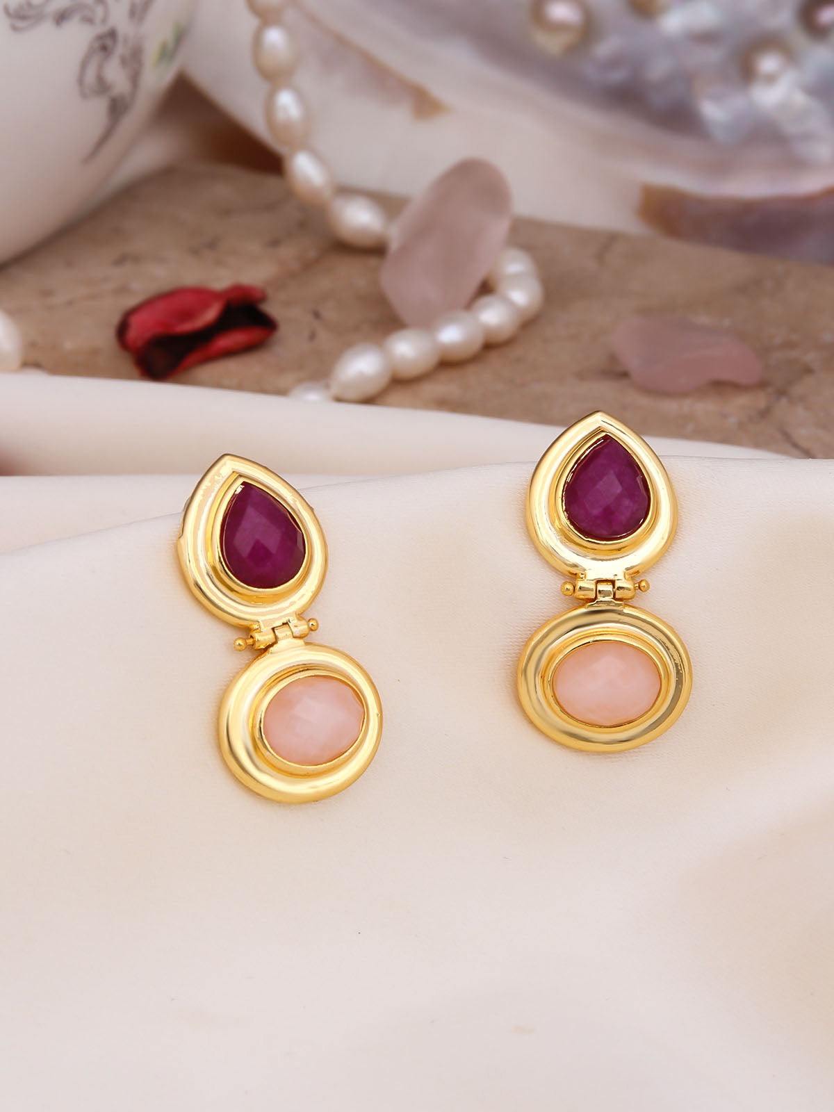 Pink Quartz & Rodanhite Boucles d'oreilles