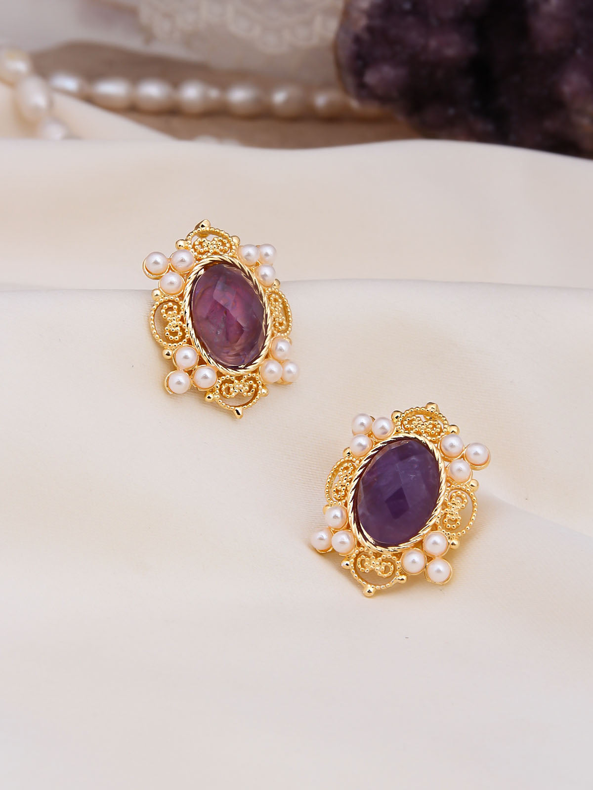 Amethyst & Pearl Boucles d'oreilles