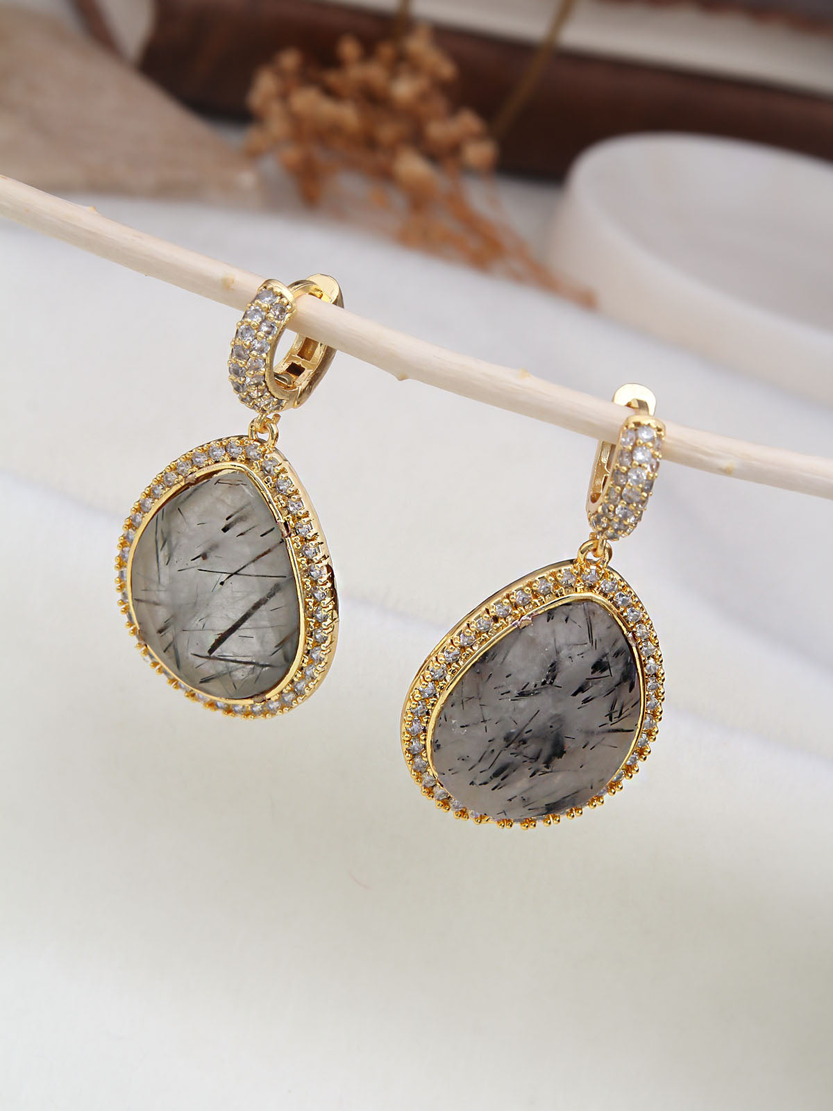 Black Routile Boucle d'oreilles