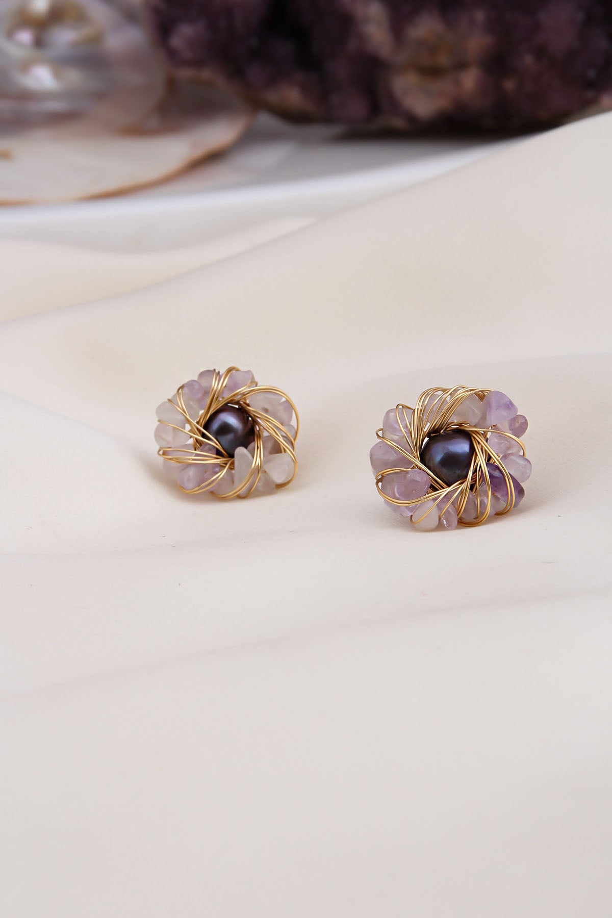 Amethsyt & Pearl Earring