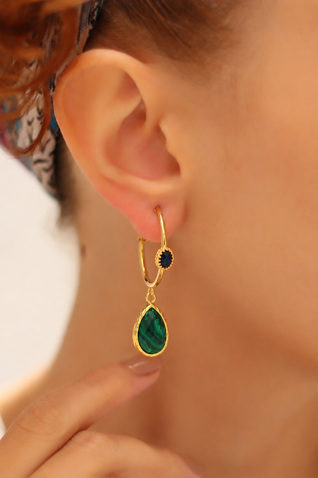 Malahite & Saphire Earring