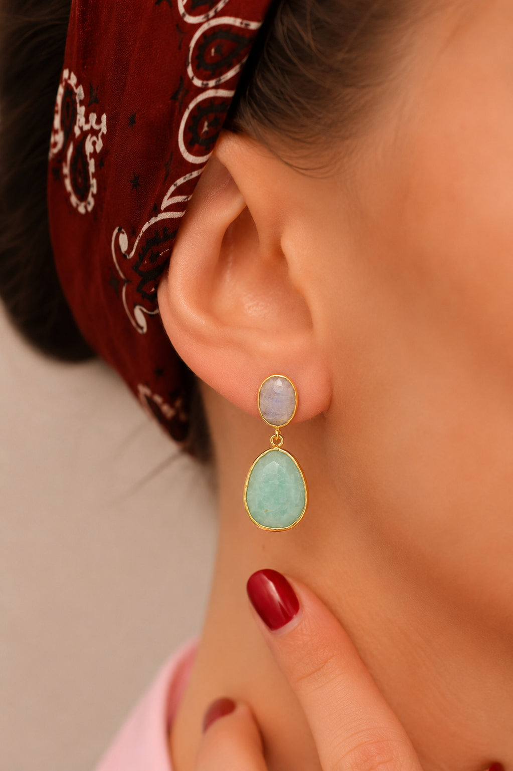Amazonite & Moonstone Earring