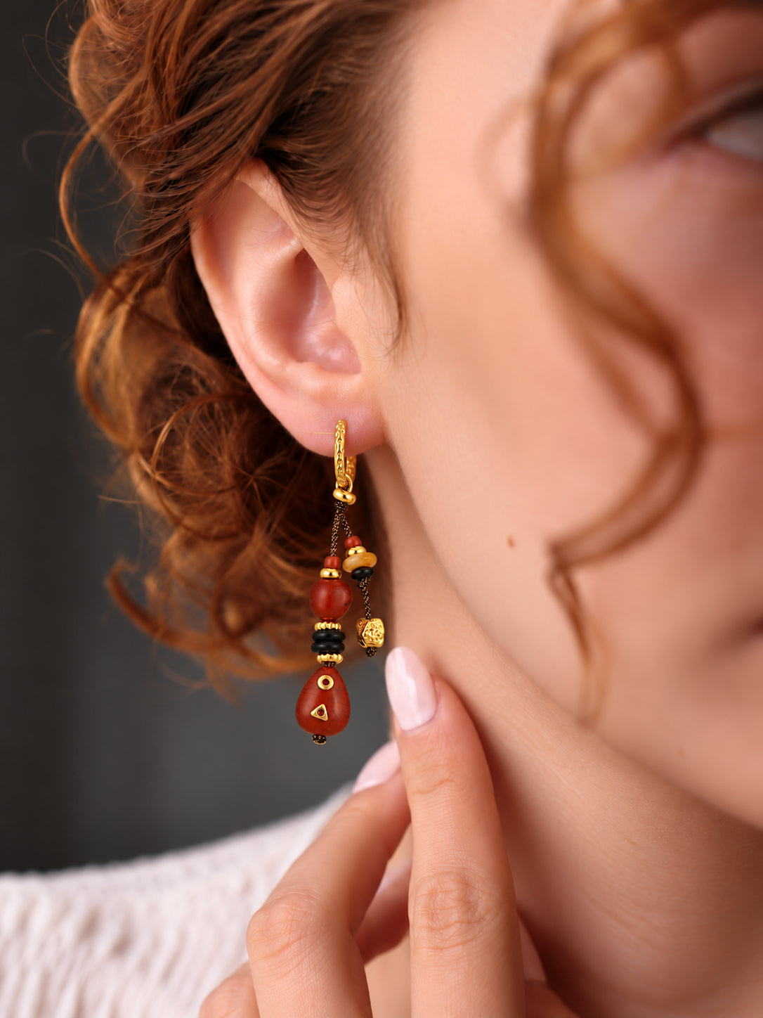 Maillard Red Stone Earring