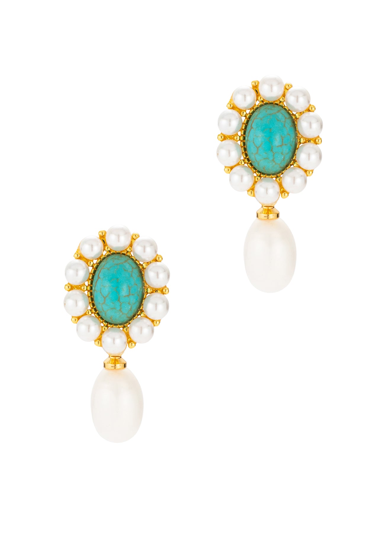 Turquoise & Pearl Earring