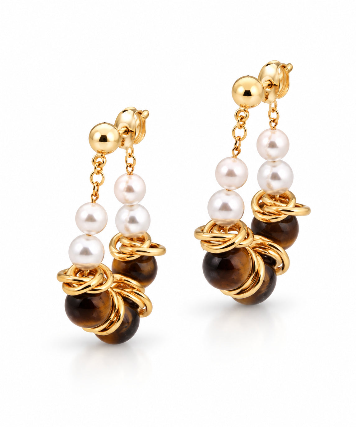 Tiger Eyes & Majorca Pearl Earring
