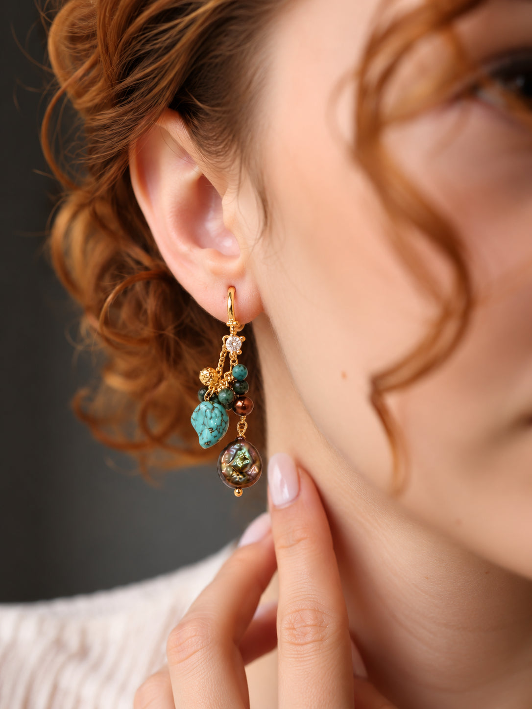 Turquoise & Pearl Earring