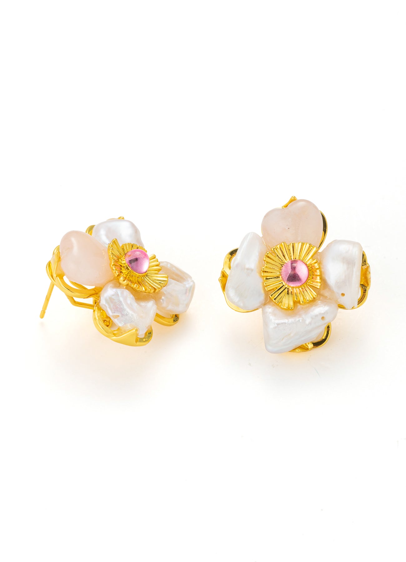 Pink Quartz & Pearl Earring