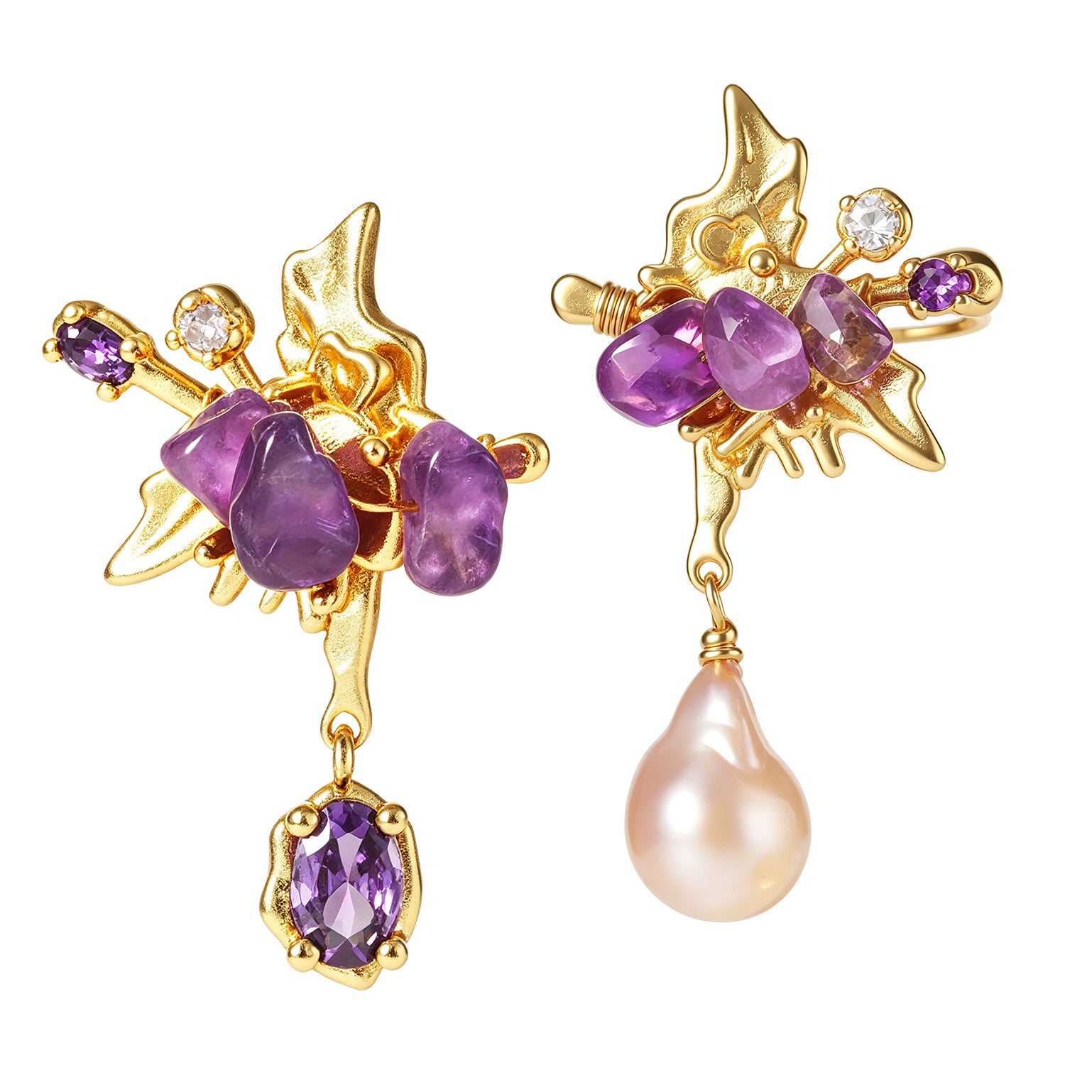 Amethyst & Pearl Earring