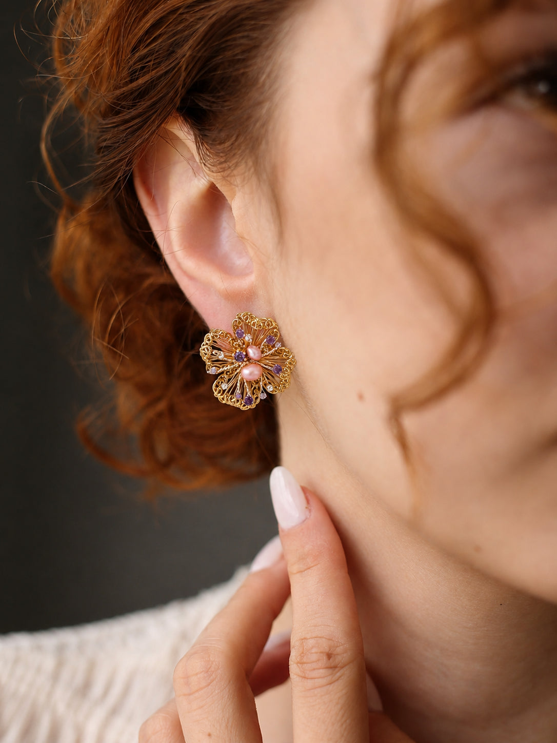 Pearl & Amethyst Earring