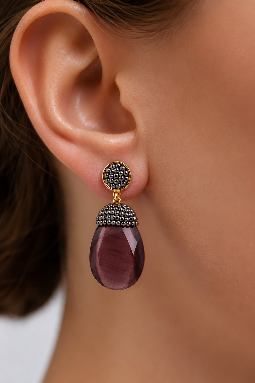 Cat Eyes & Hematite Earring