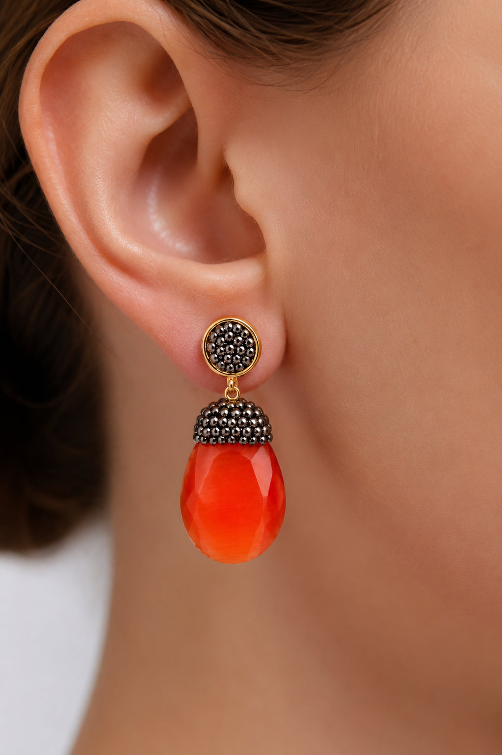 Cat Eyes & Hematite Earring