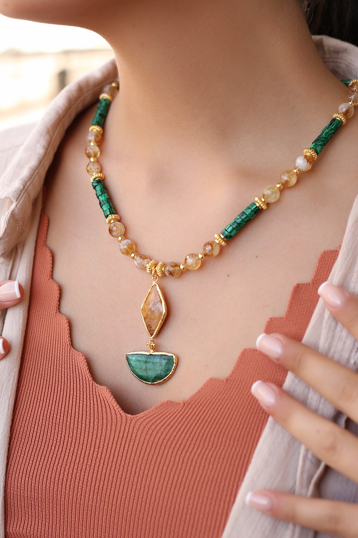 Citrine & Agate Collier