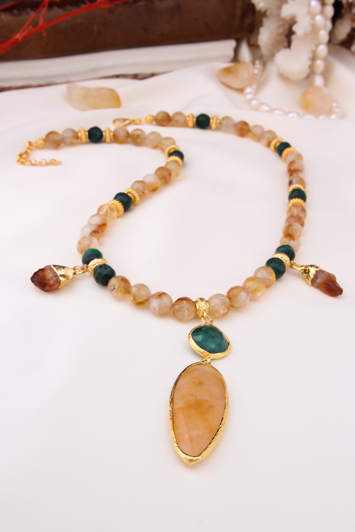 Citrine & Malahite Collier