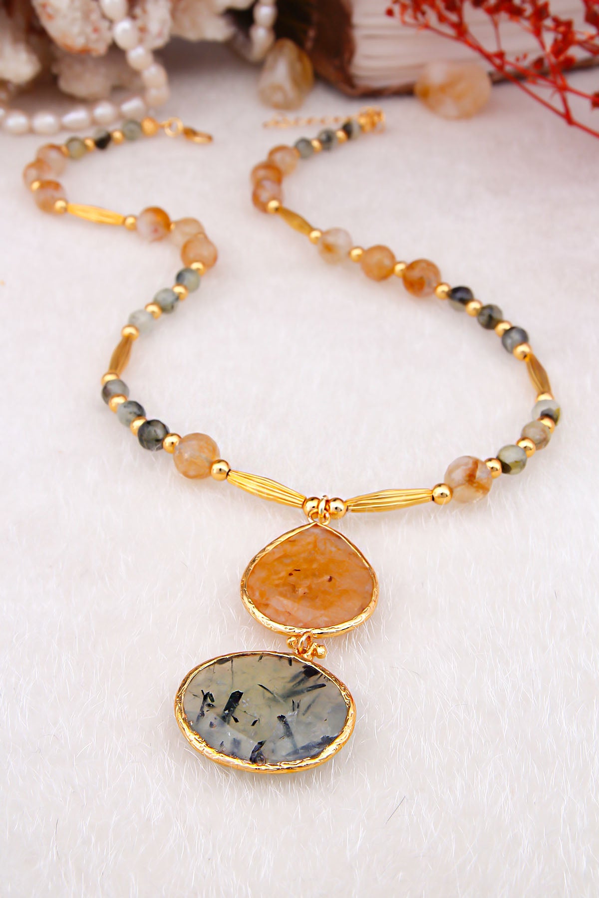 Citrine & Prehnite Collier