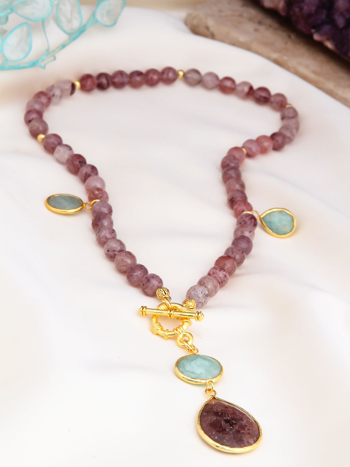 Strawberry Quartz & Amazonite Collier