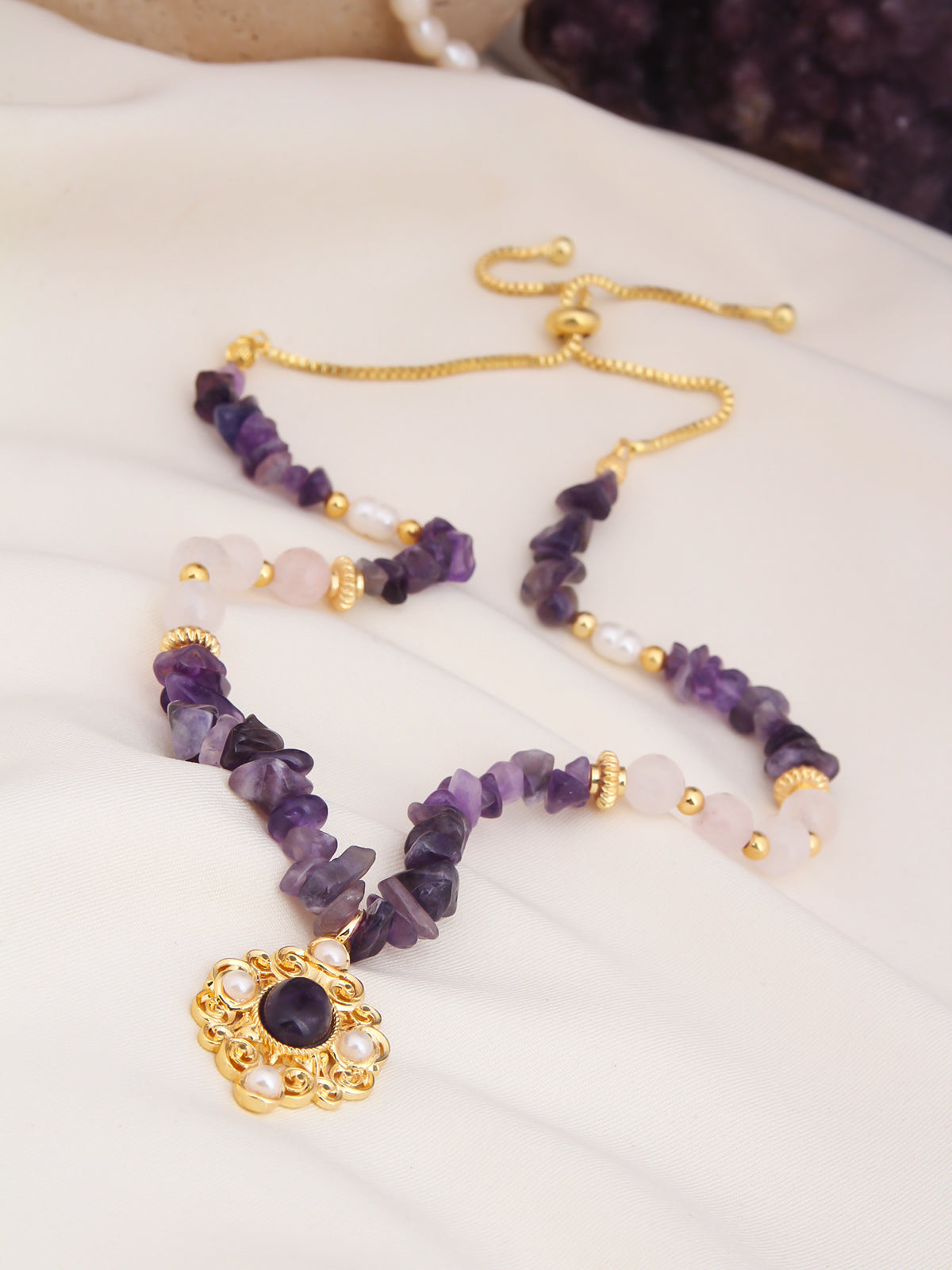 Amethyst & Pink Quartz Collier