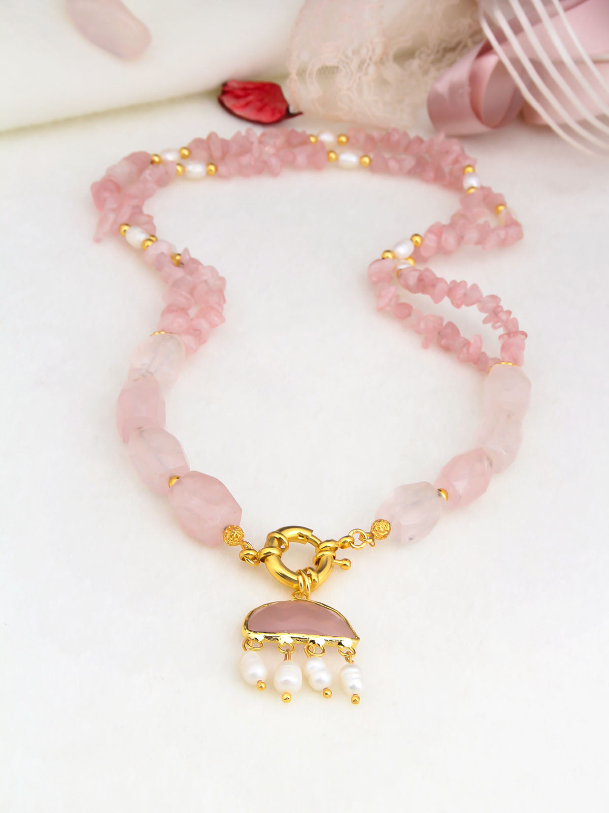 pink quarz Necklace