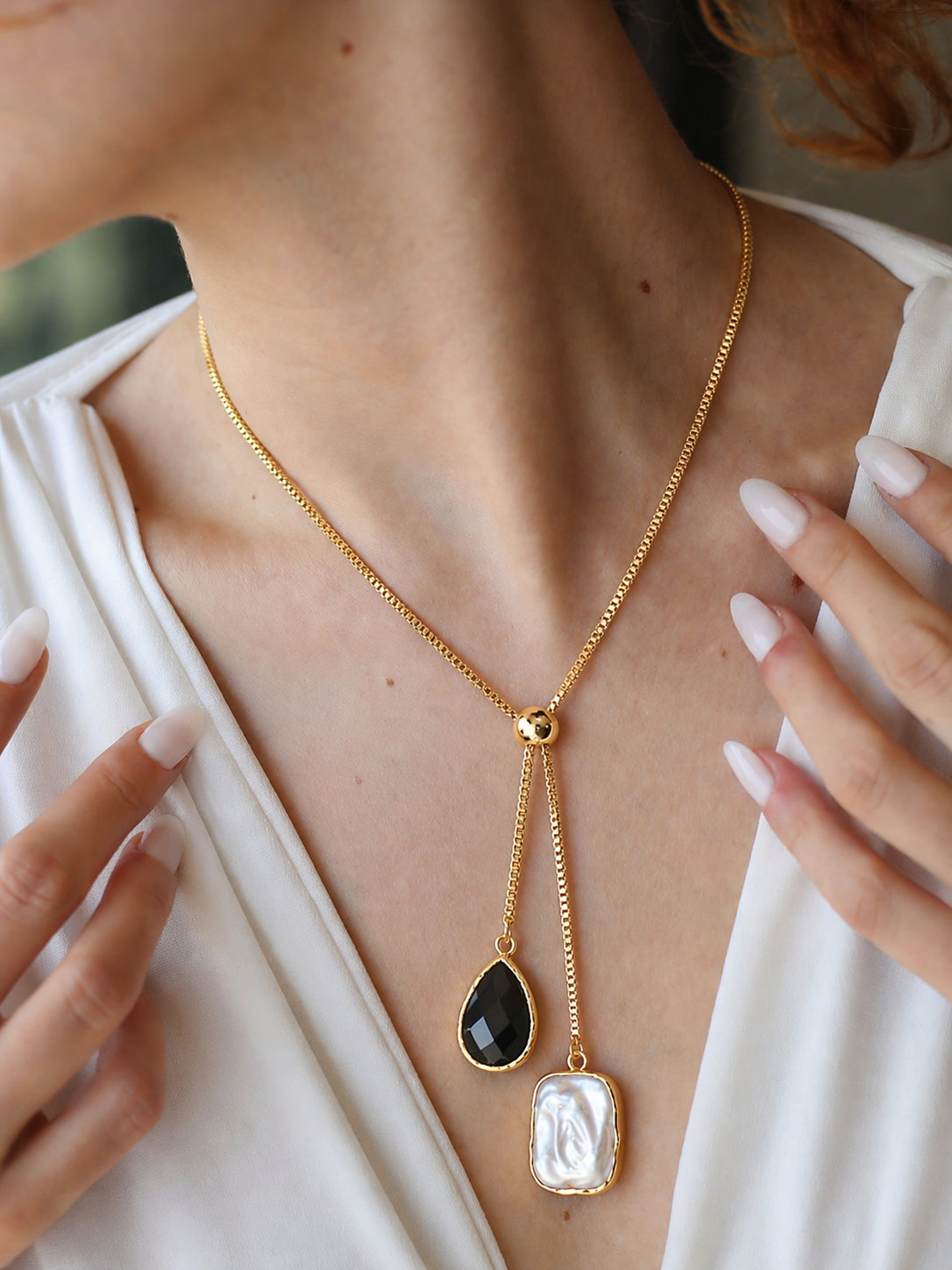 Pearl & Cat Eyes Necklace