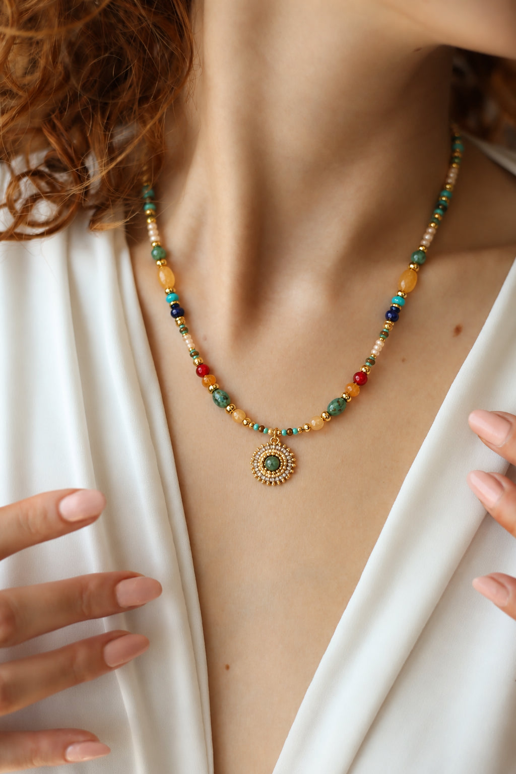 Turquoise & Citrine & Nacre Necklace