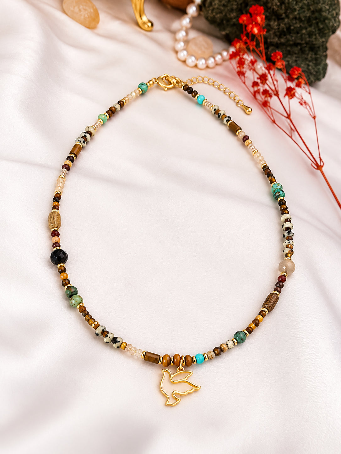 Nacre & Tiger Eyes Necklace