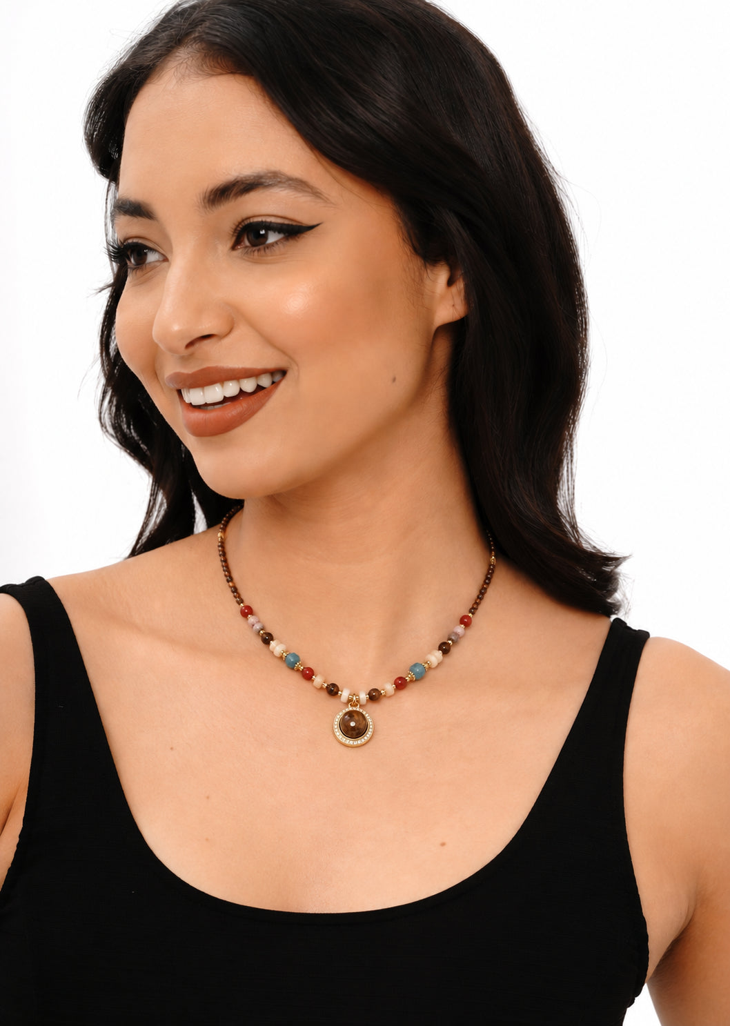 Tiger Eyes & Agathe Necklace