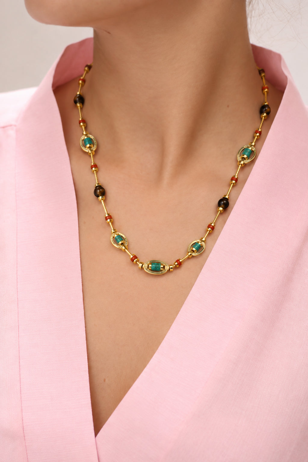 Turquoise & Tiger Eyes Necklace