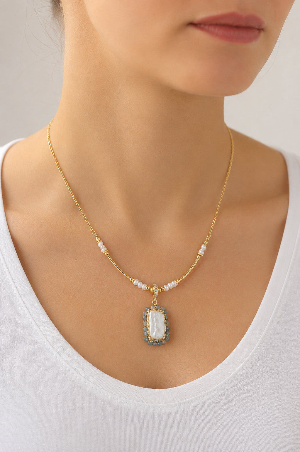 Pearl & Green Tourmalinte Necklace