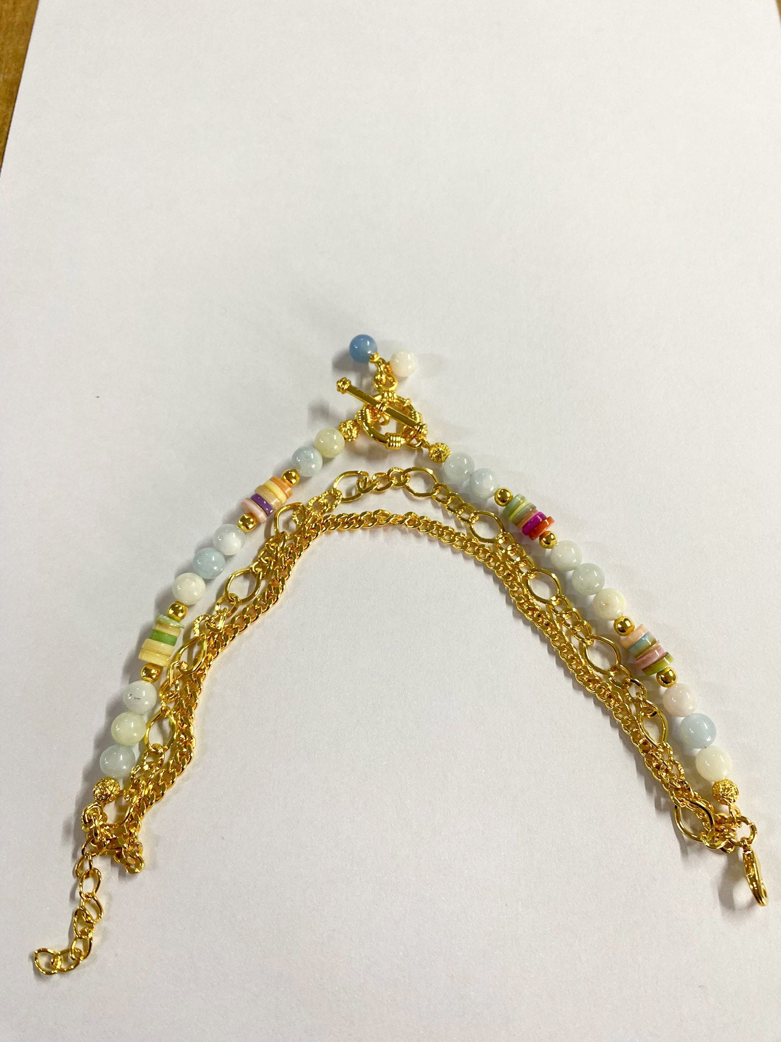 Morganite & Nacre Bracelet de cheville