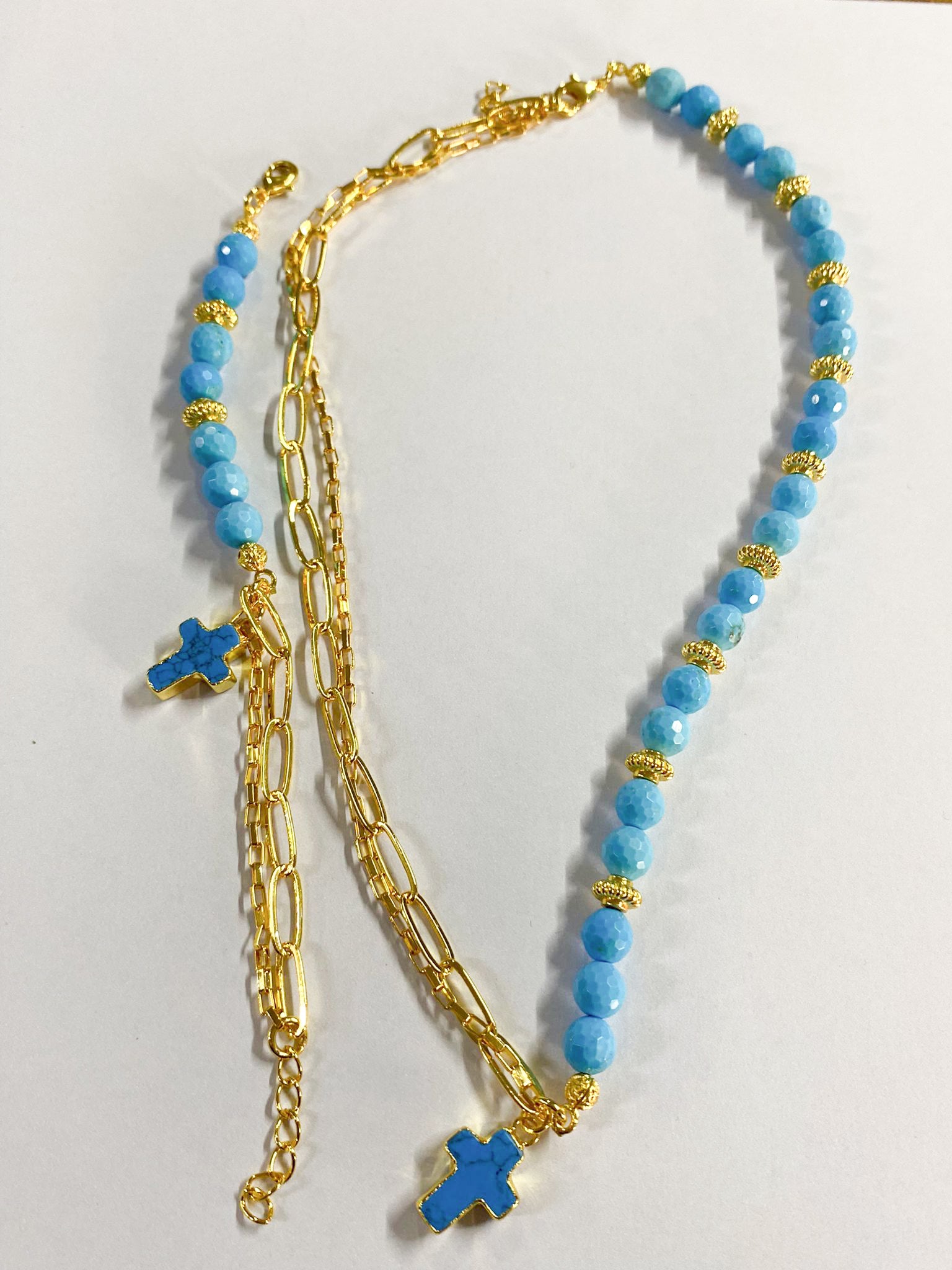 Painted Tıger Eyes & Turquoise Parure colier & Bracelet