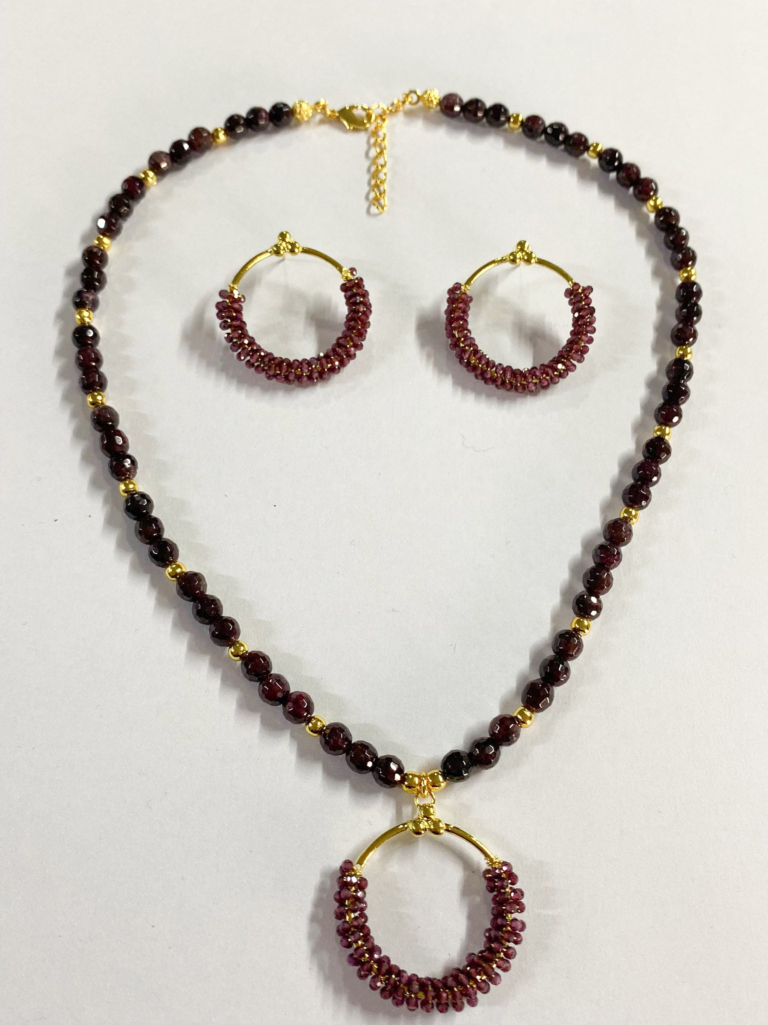 Garnet Parure colier & Boucles d'oreilles
