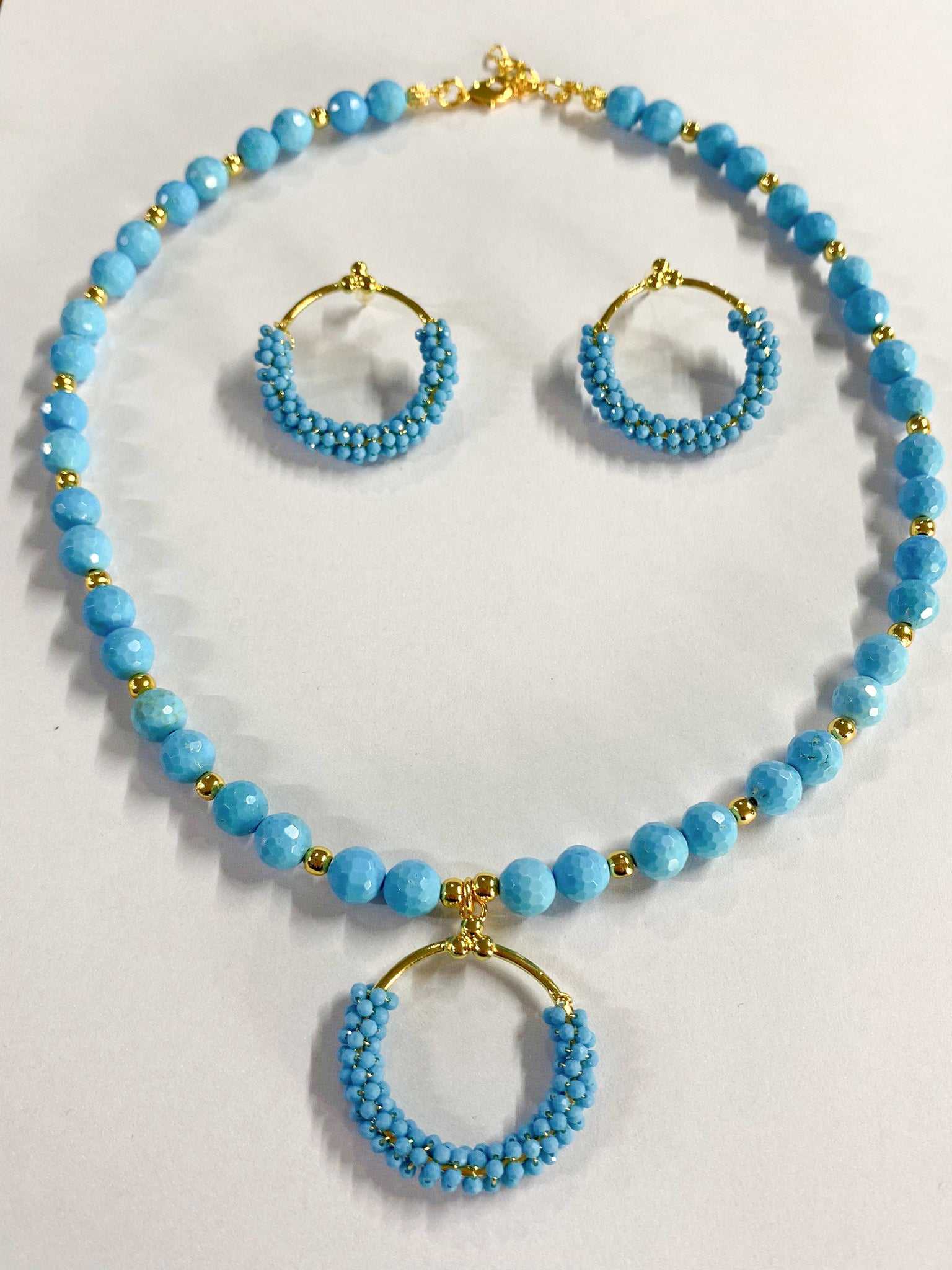 Turquoise Parure colier & Boucles d'oreilles