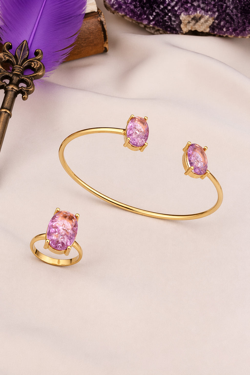 Zircon Bracelet Ring Set