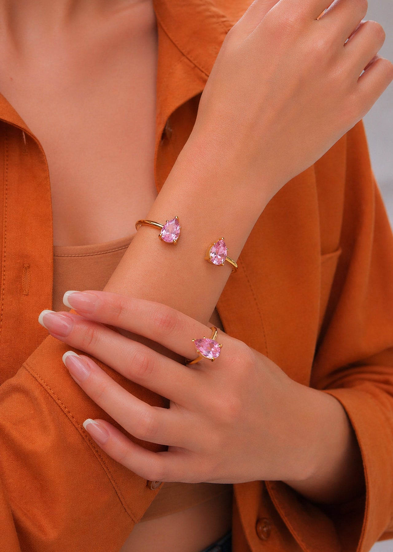 Zircon Bracelet Ring Set
