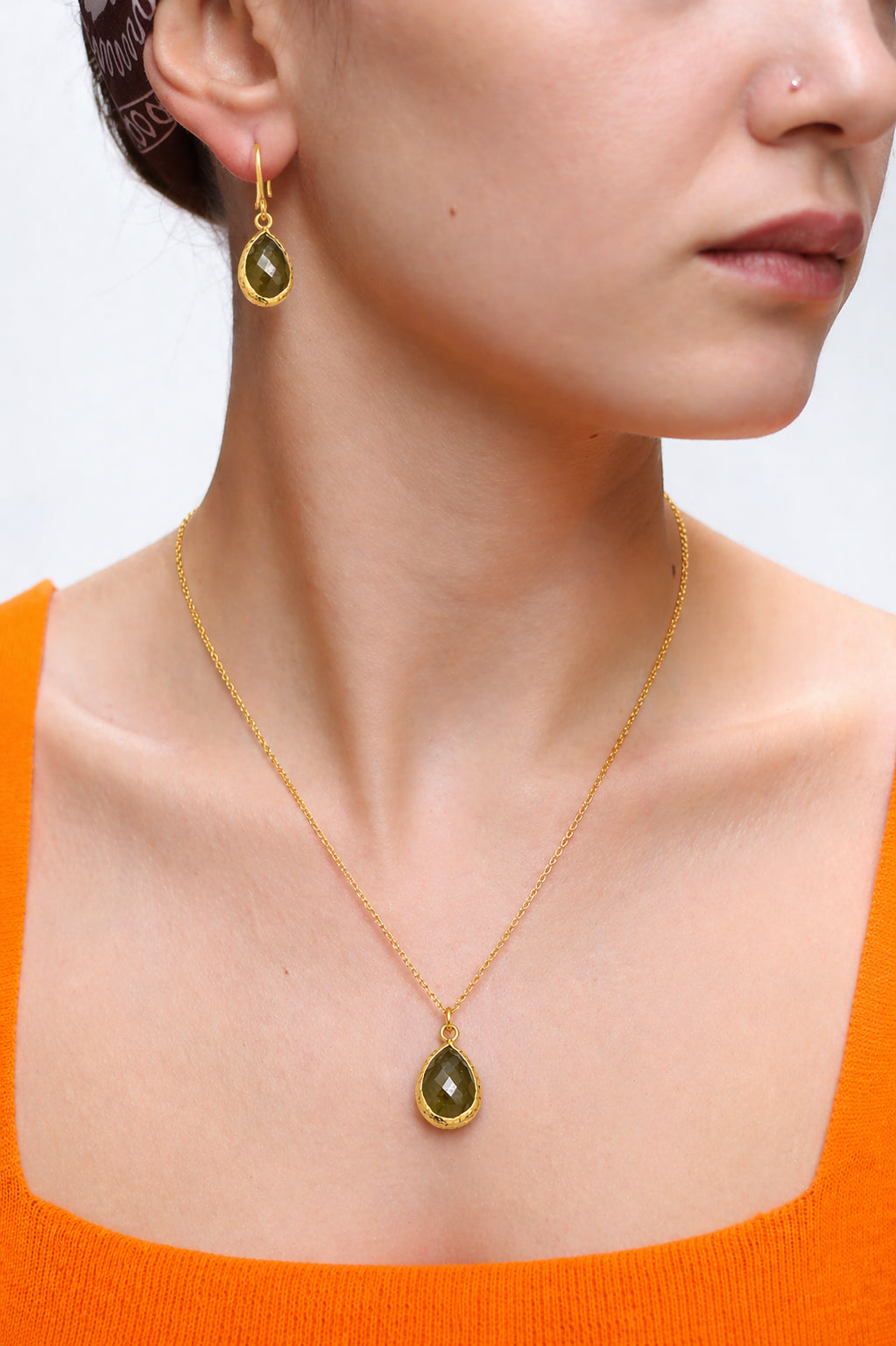 Prehnite Necklace & Earring Set
