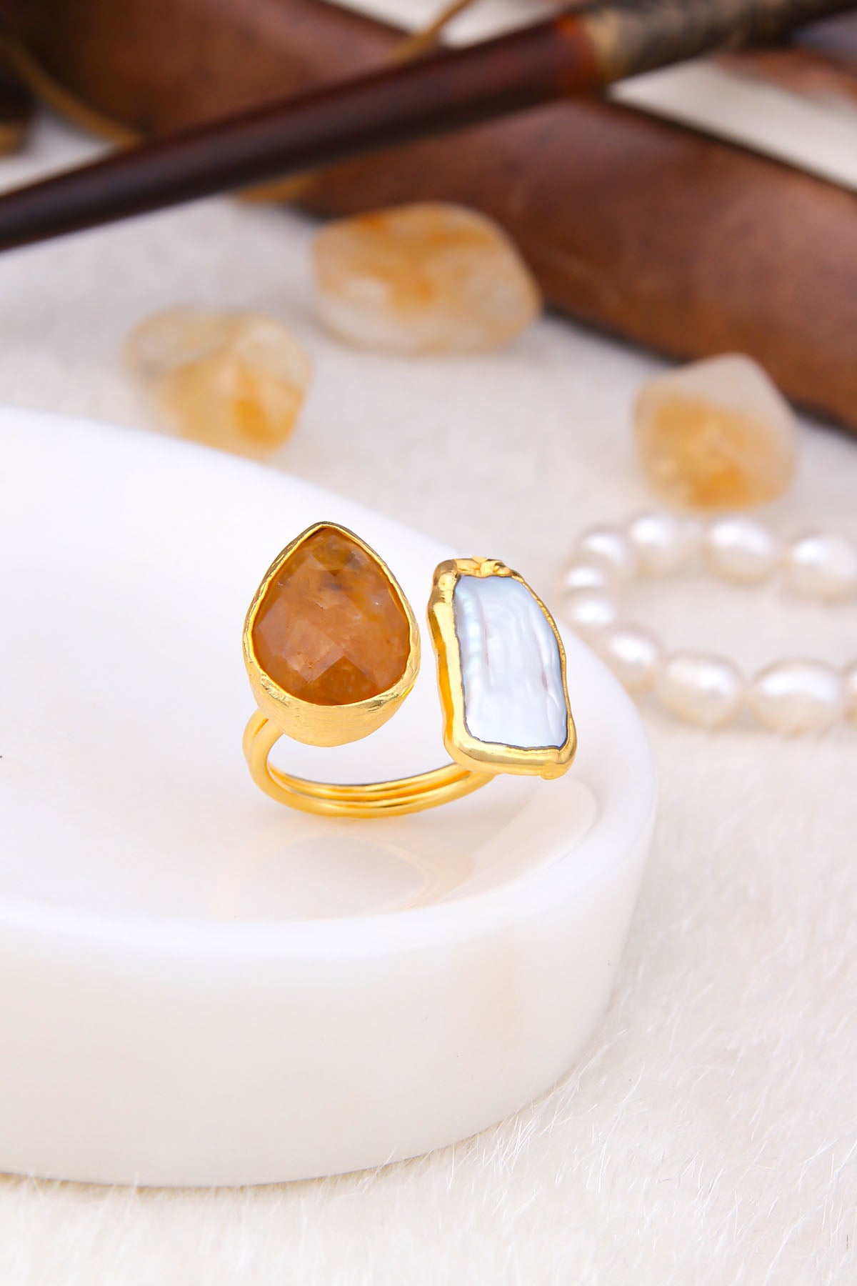 Pearl & Citrine Bagues