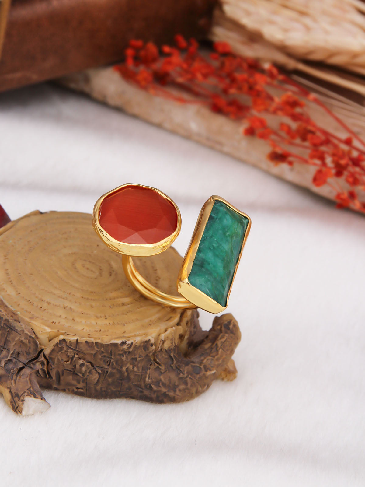 Agate & Cat Eyes Bague